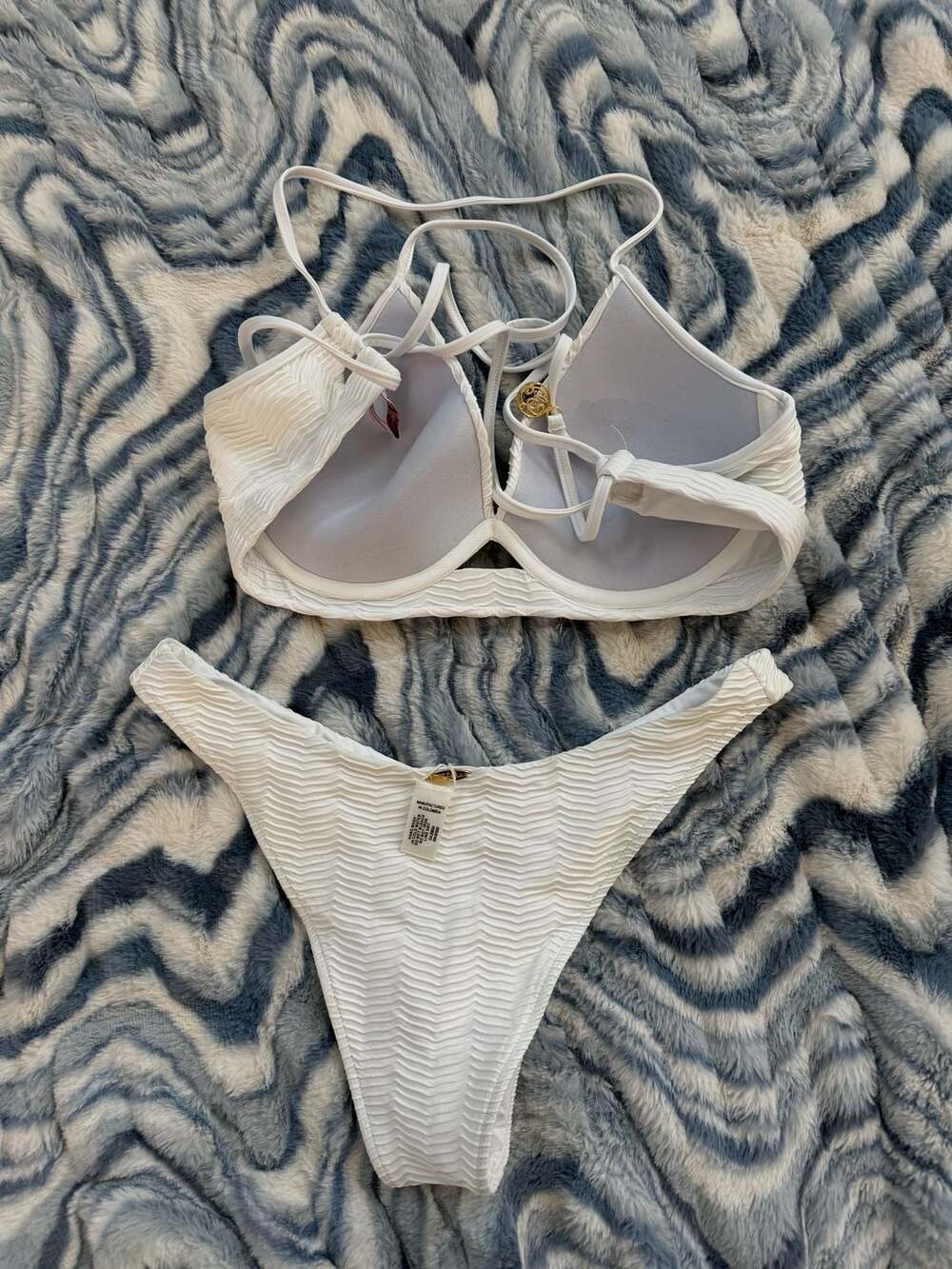 Luli Fama White Ribbed Underwire Bikini Set - Picture 2 of 6